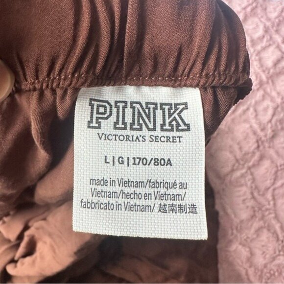VS PINK Parachute Cargo Pants L Brown Satin Y2K Utilitycore Streetwear Baddie - Picture 11 of 12